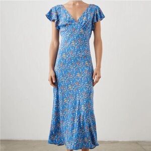 NWT Rails Kenz Midi V Neck Dress Blue Citrus Grove S